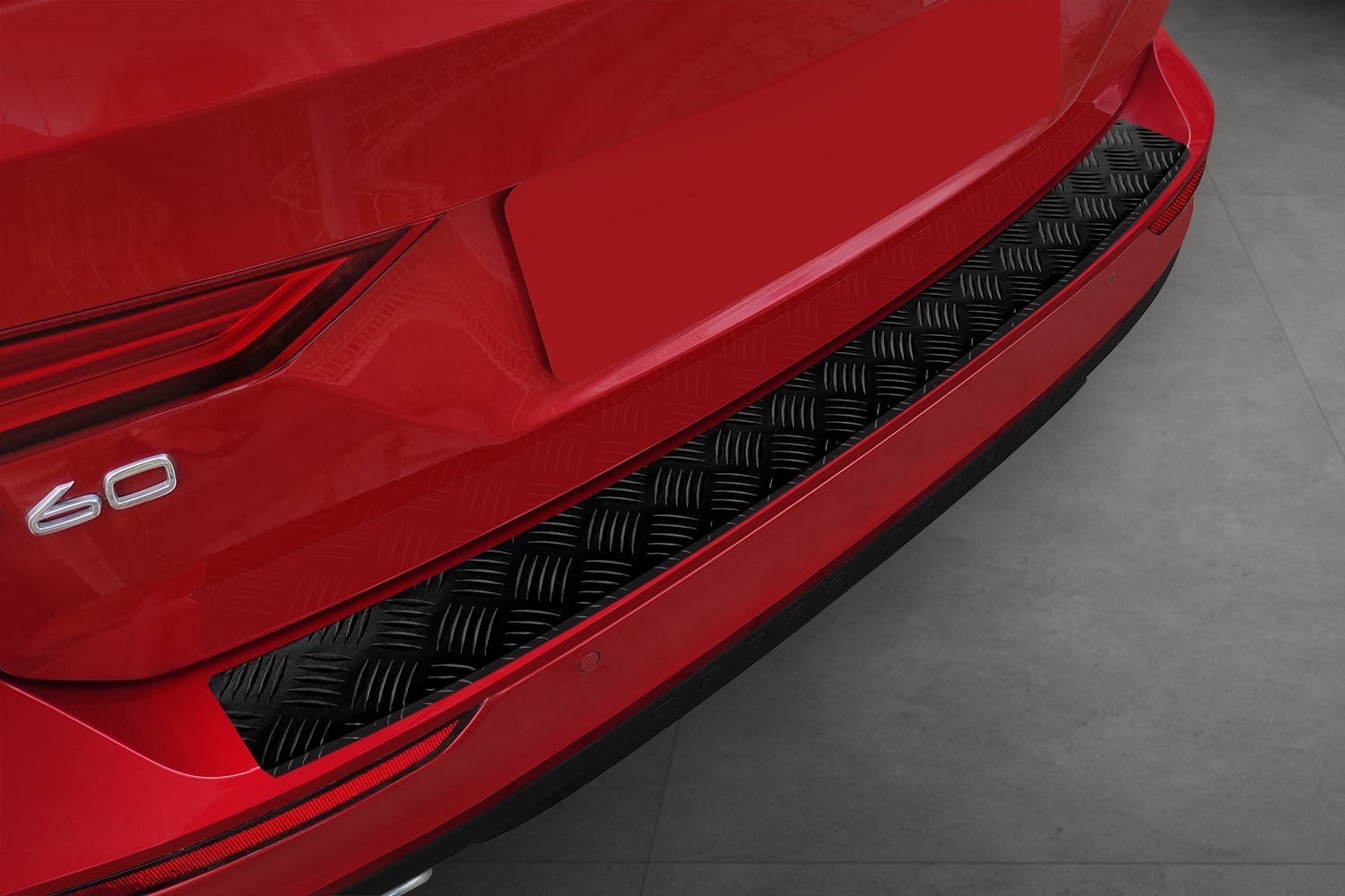 Rear bumper protector suitable for Volvo V60 II 2018-present wagon aluminium diamond plate matt black