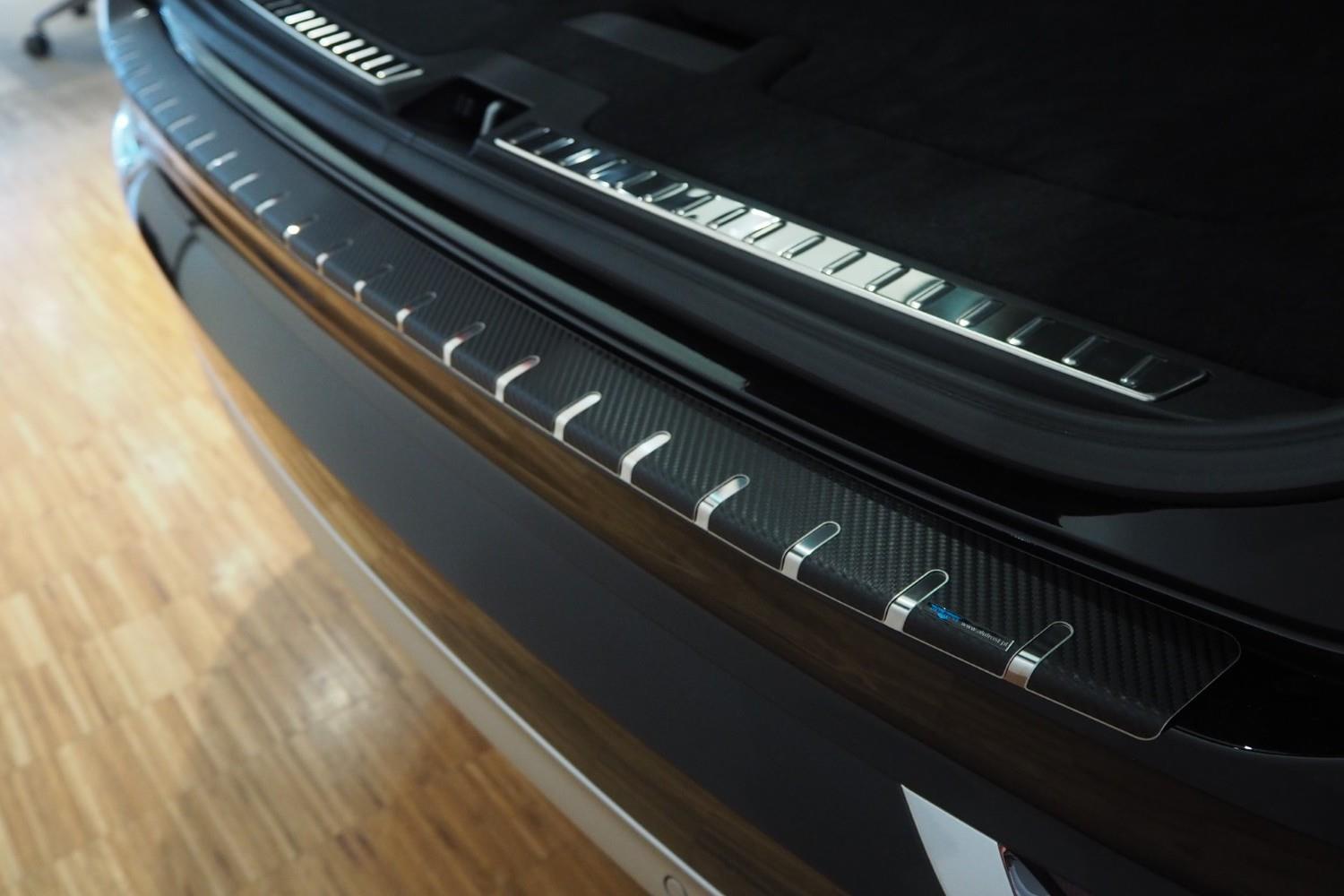 Rear bumper protector suitable for Volvo XC90 II 2015-present stainless steel - carbon foil