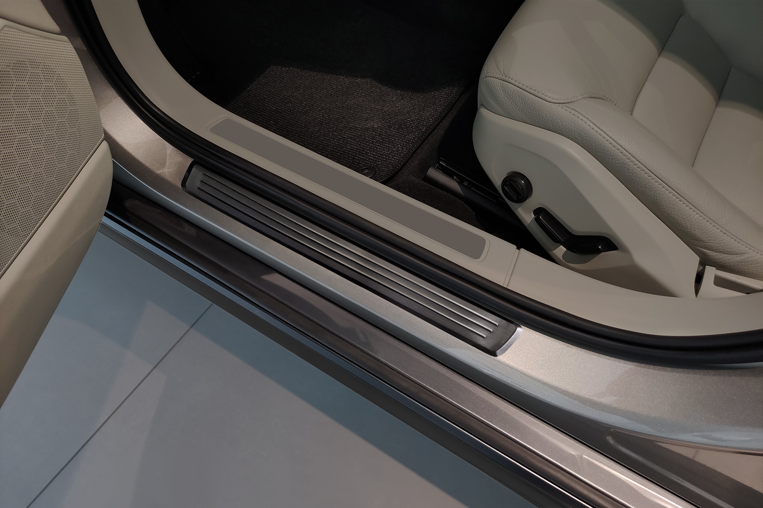 Door sill plates suitable for Volvo V90 II 2016-present wagon stainless steel brushed anthracite 4 pieces