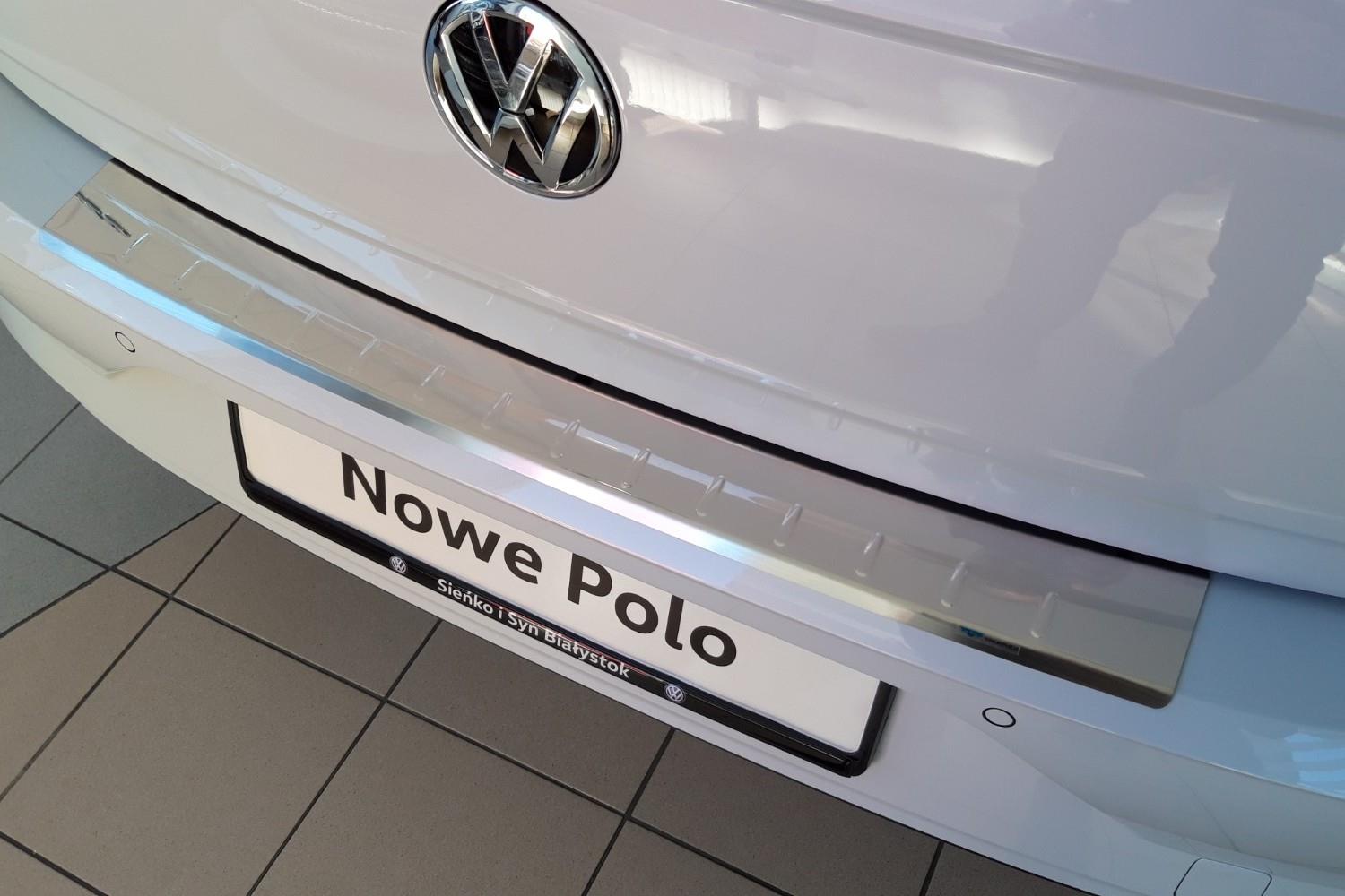 Rear bumper protector Volkswagen Polo VI (AW) 2017-present 5-door hatchback stainless steel high gloss (VW11POBA) (2)