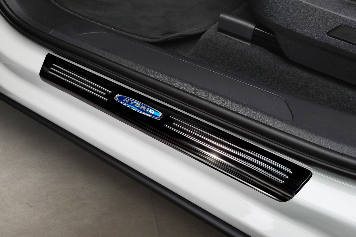Door sill plates suitable for Volkswagen Touareg III (CR7) 2018-present stainless steel high gloss anthracite 4 pieces