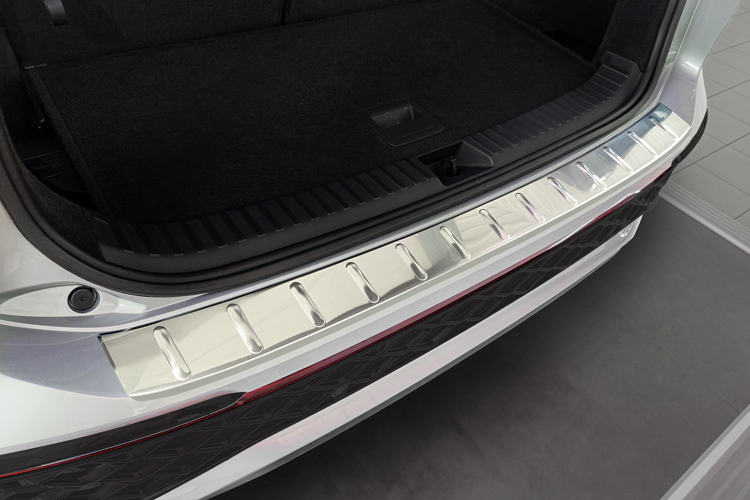 Protection de seuil de coffre convient &agrave; Volkswagen Tayron 2024-pr&eacute;sent acier inox bross&eacute;