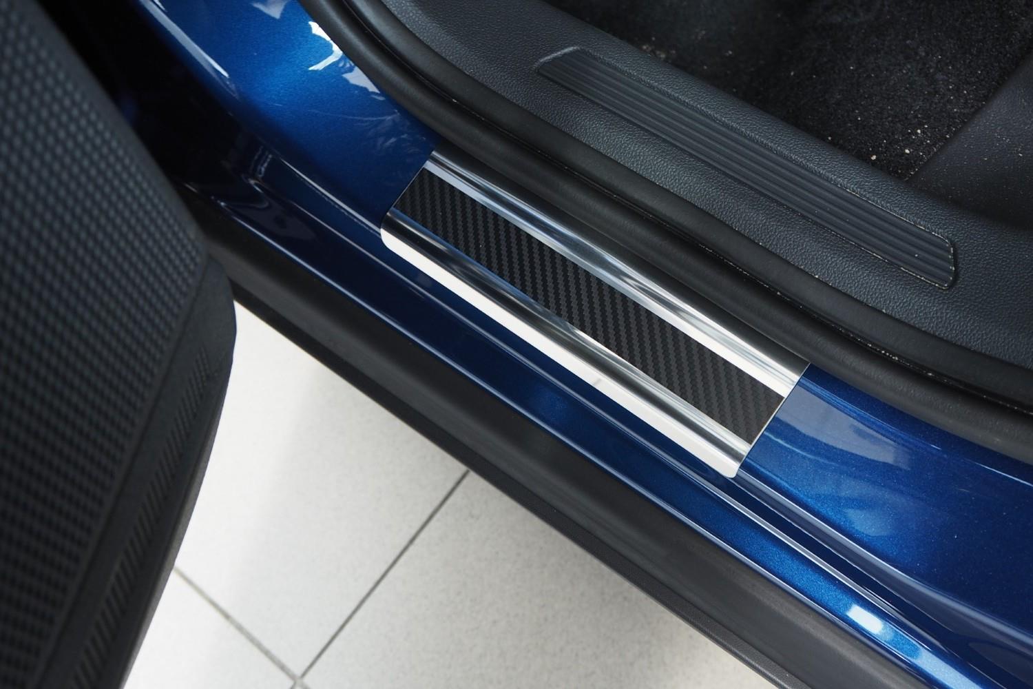 Door sill plates Volkswagen T-Cross (C1) 2018-present stainless steel -  carbon foil