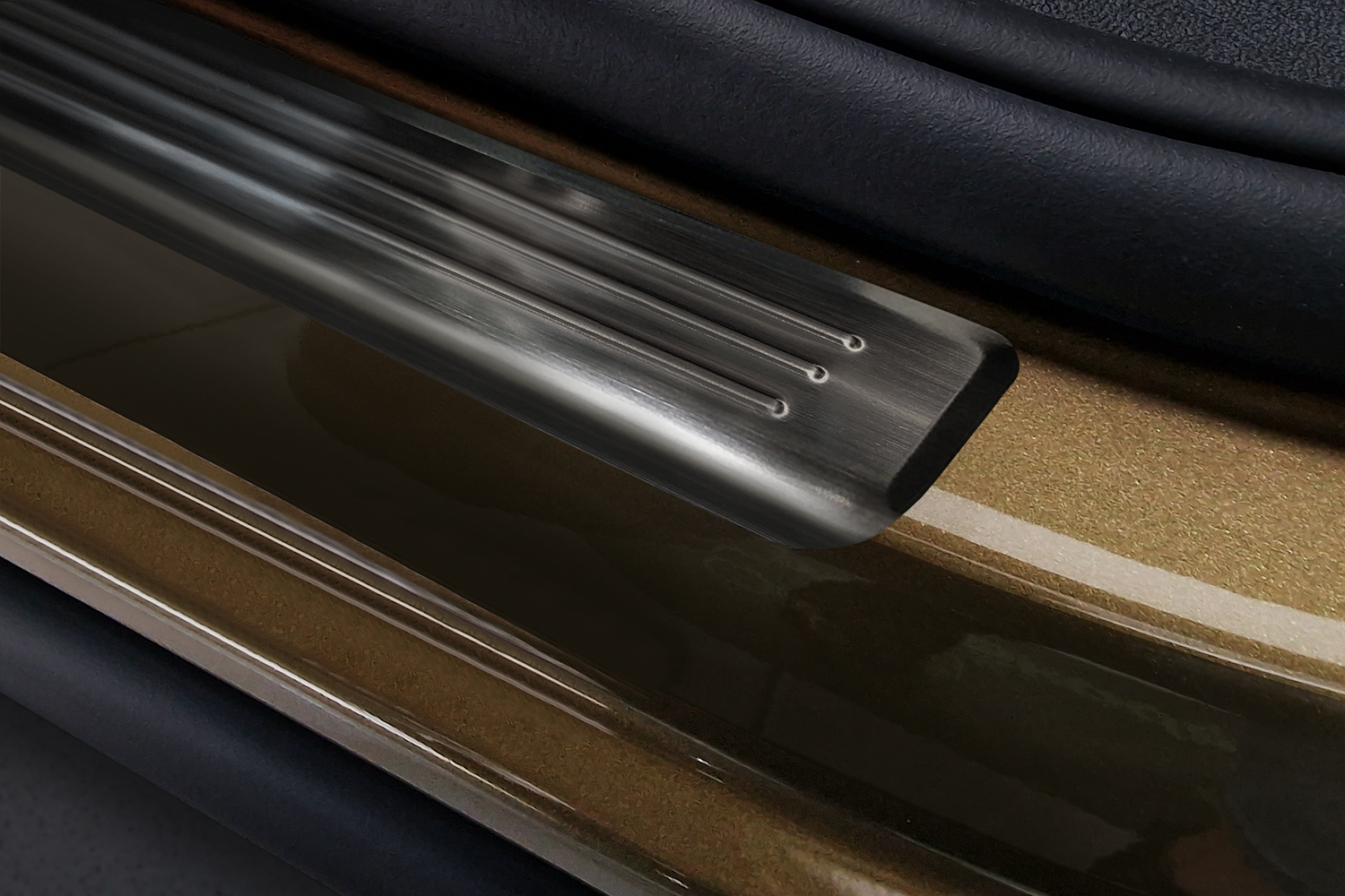Door sill plates suitable for Volkswagen Tayron 2024-present stainless steel brushed anthracite 4 pieces