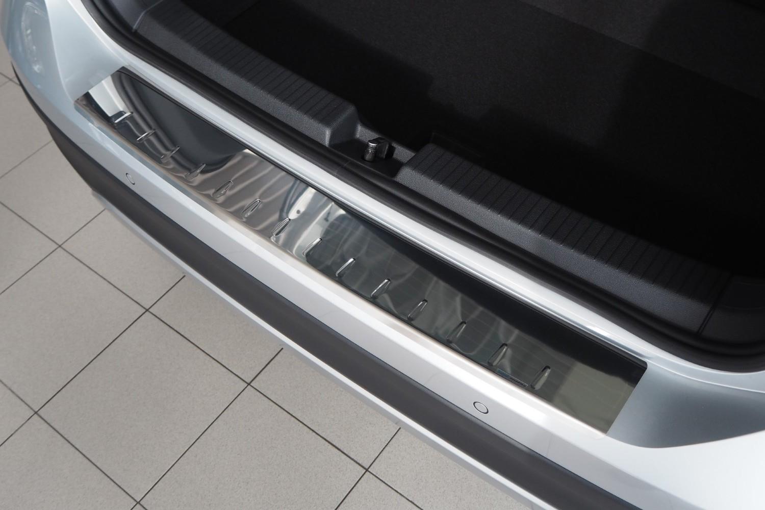 Protection de seuil de coffre convient à Volkswagen T-Cross 2018-présent acier inox brillant
