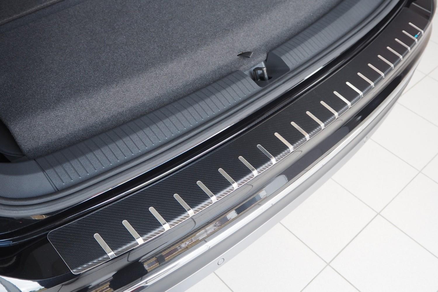 Protection de seuil de coffre convient à Volkswagen Tiguan II 2015-2024 acier inox - feuille de carbone