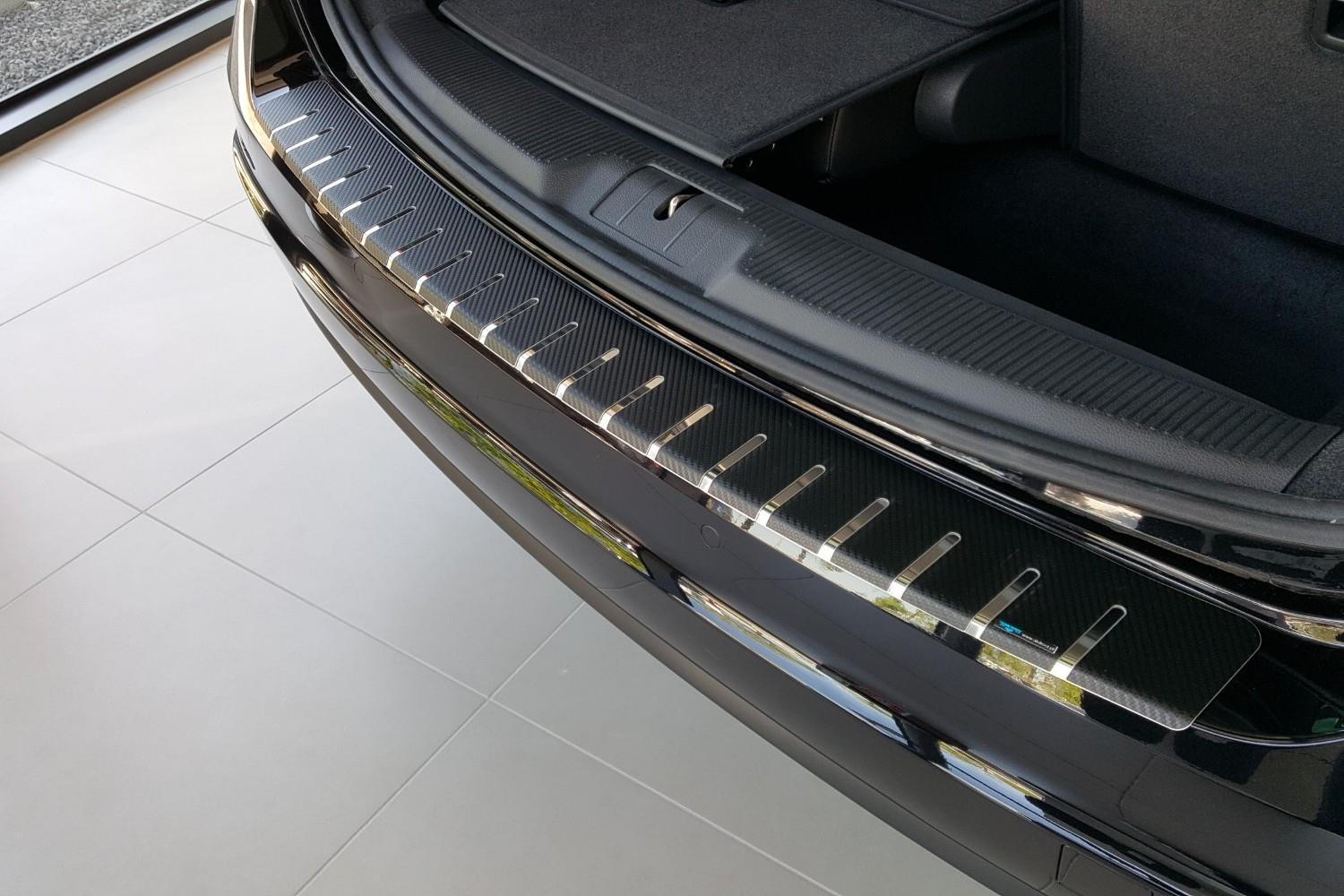 Rear bumper protector suitable for Volkswagen Sharan II (7N) 2010-2022 stainless steel - carbon foil