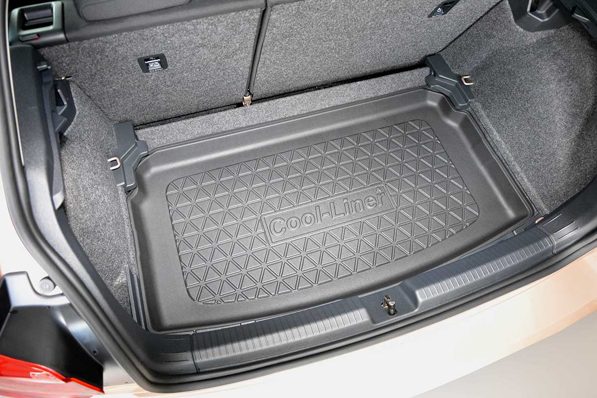  Voiture Cuir Tapis de Coffre pour VW Polo 2011-2018,  EntièRement Entouré AntidéRapant ImperméAble Anti Rayures Protection Coffre  Voiture, Accessoire Voiture,Black-Red