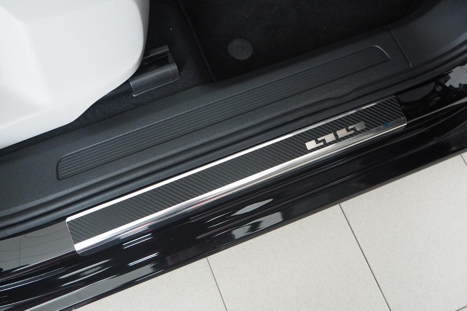 Seuils de portes convient à Volkswagen Touran (5T) 2015-présent acier inox - feuille de carbone
