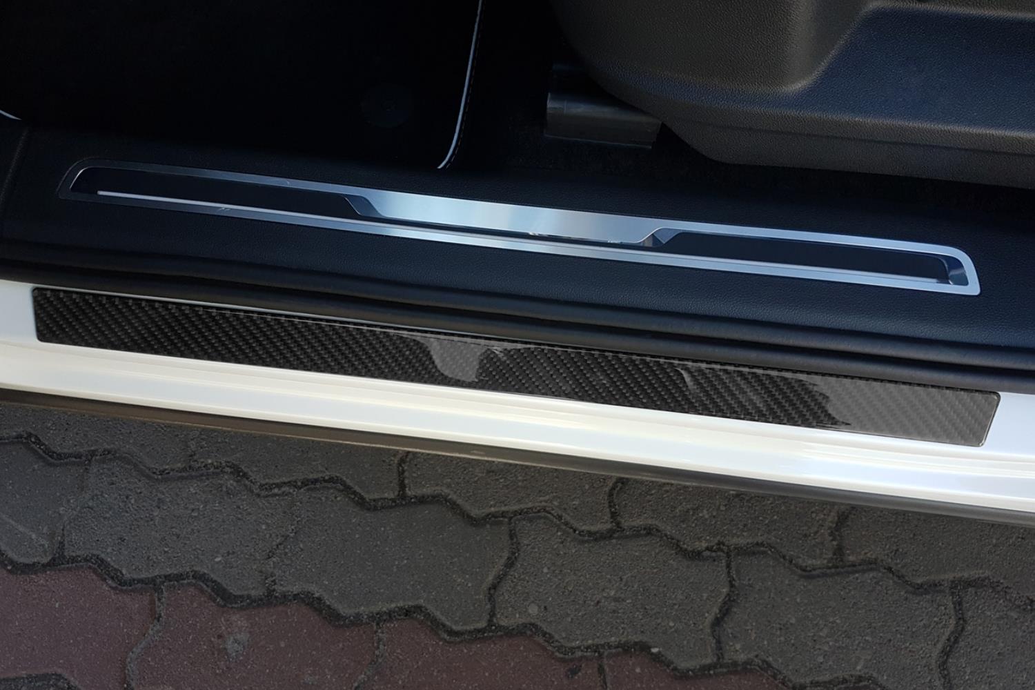 Carbon Fiber leather Rear Bumper Guard Sill Protector Plate For VW Tiguan 17-19 